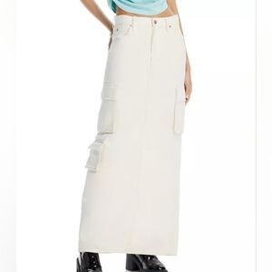 Mother Snacks Natural Ivory Off White The Fun Dip Denim Cargo Skirt Size 29